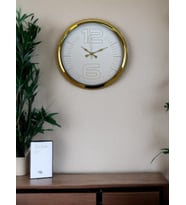 River World Duvar Saati 40 cm  Metal Gold Elegance White