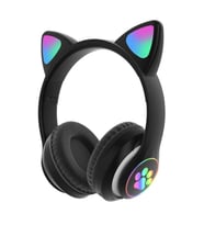 QASUL  P33m Rgb Işıklı Kedi Kulak Kulaküstü Bluetooth Kulaklık PRA-4126465-006878 (Siyah)