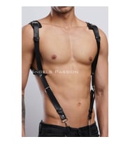 Gömlek Üzeri Erkek Harness Aksesuar, Omuz Detaylı Deri Harness (Kırmızı)