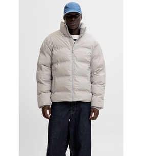 Jack & Jones JJESOHO Puffer Collar Erkek Şişme Mont – Yüksek Yaka, Fermuarlı, Su İtici Kışlık Ceket (Gri)