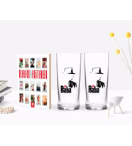 BK Home Renkli Baskılı Godfather Baba Tasarımlı İkili Rakı Bardağı ve Rakı Cep Kitabı Hediye Seti-16 (Model 1)