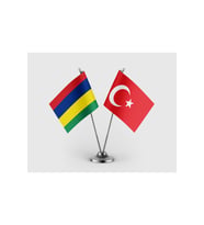 Mauritius Bayrağı ve Türk Bayrağı İkili Saten Masa Bayrağı Takımı