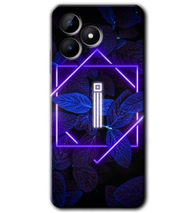 Realme C53 Kılıf HD Desen Baskılı Kılıf - Dark Neon Yaprak İ Harfi