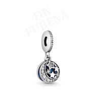 Fubena 925 Ayar Gümüş Ay Ve Yıldızlar Disk Sallantılı Charm