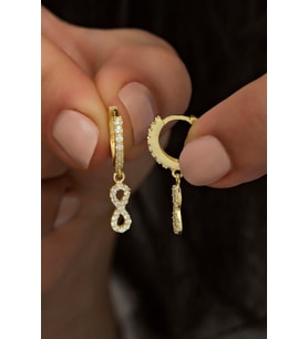 925 Ayar Gümüş Sallantılı Gold Sonsuzluk Küpe