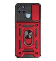 Realme C25Y Kılıf Pars Lens Yüzüklü Silikon - Kırmızı