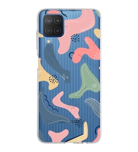 Samsung Galaxy M12 Kapak Abstract Tasarımlı Şeffaf Silikon Kılıf