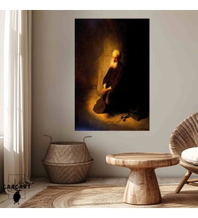 Tekli Dikey Kanvas Tablo Ünlü Eserler Rembrandt Van Rijn St Peter in Prison