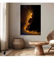 Tekli Dikey Kanvas Tablo Ünlü Eserler Rembrandt Van Rijn St Peter in Prison