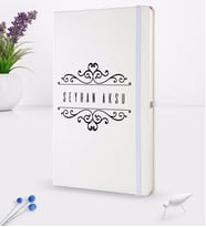 BK Gift Kişiye Özel İsimli Beyaz Termo Deri Defter 16x24cm Model 9