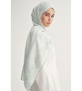 SU YEŞİLİ Carell Floral Çiçekli Monogram Floş Şal
