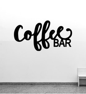 Dekoratif Tek Parça Mdf Coffee Bar Yazısı (Siyah)