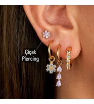Cerrahi Çelik Çiçek Piercing Tragus Helix Conch Kıkırdak Lob Gold Renk (Çok Renkli)