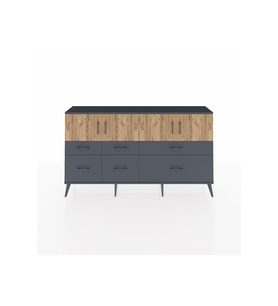 Arges Konsol 4 Raflı 6 Çekmeceli 4 Kapaklı 176x30x99 Antrasit-Çam/Antrasit