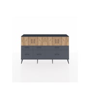 Arges Konsol 4 Raflı 6 Çekmeceli 4 Kapaklı 176x30x99 Antrasit-Çam/Antrasit