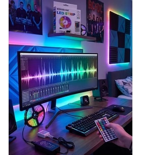 5050 RGB LED Şerit 5 Metre Uzaktan Kumandalı Ortam Aydınlatma Led
