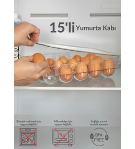 15'li Kapaklı Yumurta Kabı Darbeye Karşı Dayanıklı Yumurtalık Bpa Free Buzdolabı Organizeri