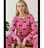 Night Kadın Desenli Nefes Alan Pijama Takımı 4694