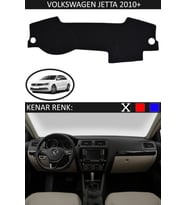 Volkswagen Jetta 2010+ İçin Uygun Torpido Koruma Halısı Siyah Kenar Renk Siyah