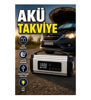 Dijital Ekranlı Akü Takviye Cihazı Lastik Şişirme Kompresörü Powerbank LED Işıklı Araç Kurtarma Ciha