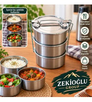 SEFER TASI NO 4 Paslanmaz Çelik Yemek Kabı 3 LÜ Saklama Kabı 3 Katlı Yemek Taşıma Kabı