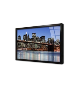 New York Gece Çerçeveli Cam Tablo