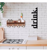 BK Home Doğal Ahşap Raflı Dekoratif Fincan Askılığı ve Duvar Süsü-4 (Beyaz)