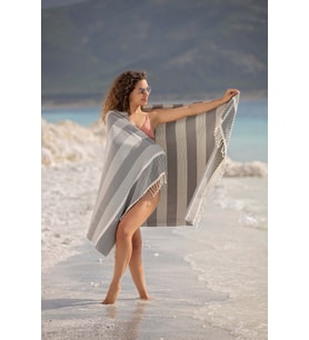 Lara Peştemal (Siyah) %80 Pamuk %20 Bambu 95x180. Banyo Havlusu, Plaj Havlusu
