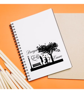 Sevgili Çift Tasarımlı Defter Kişiye Özel