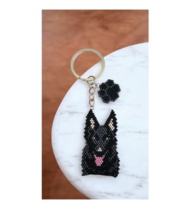 Miyuki Boncuk El Yapımı Köpek ve Pati 3 Anahtarlık/Çanta Süsü