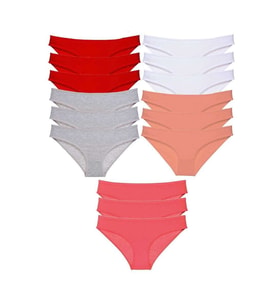 15 adet Süper Eko Set Likralı Kadın Slip Külot Kırmızı Gri Beyaz Pudra Fuşya