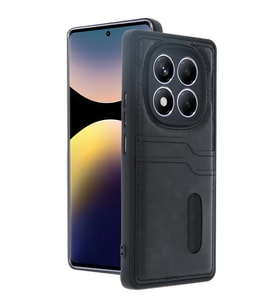 Xiaomi Redmi Note 14 Pro 4g Kılıf Sara Kartvizitli Deri Kılıf - Siyah