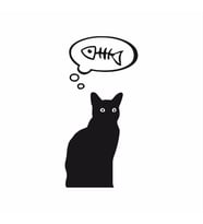 Balık Düşünen Kedi 17x17 Cm Sticker Folyo