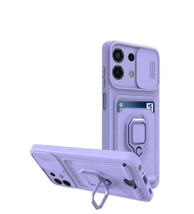 Newface Xiaomi Redmi Note 13 4G Kılıf Zuma Kartvizitli Yüzüklü Silikon - Lila