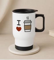 BK Gift Coffee Tasarımlı Kulplu Beyaz Çelik Bardak Termos Mug 450ml-3, Sevgiliye Hediye, Arkadaşa Hediye, Eşe Hediye (Metal)