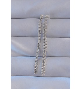 Pirinç Gümüş Renk Zirkon Taşlı Su Yolu Model Küpe 5886 - SSSSSS4128-3799