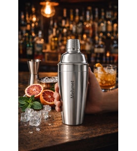 Kişiye İsme Özel Shaker Kokteyl Hazırlama Kabı Kokteyl Karıştırıcı 304 Kalite Çelik 500 Ml