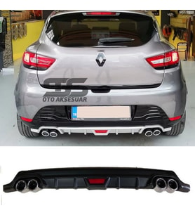 Renault Clio 4  Difüzör Arka Tampon Eki 4 Egzoz Çıkışlı Siyah Tip