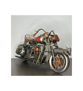El Yapımı 36 cm Metal Alev Desenli Chopper Motosiklet Model – Metal Biblo & Vintage Maket (Standart)