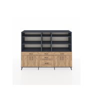 Hyperion Dolap 11 Raflı 5 Çekmeceli 4 Kapaklı 220x44x163 Antrasit-Çam