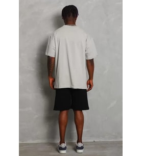 pilelistore- Unisex Oversize Düz Bisiklet Yaka T-Shirt - Gri