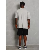 pilelistore- Unisex Oversize Düz Bisiklet Yaka T-Shirt - Gri