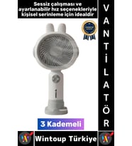#Vantilatör Sessiz Yoğun Üflemeli 3 Kademeli Şarjlı Sevimli Şık Tavşan Kulak Mini El Fanı Vantilatör