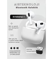 Air 3 Bluetooth Kulaklık Ios Ve Android Uyumlu Kablosuz Kulakiçi Kulaklık (Parlak Beyaz)