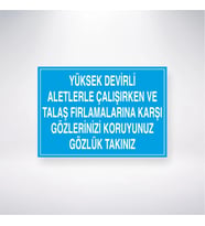 Yüksek Devirli Aleylerle Çalışırken ve Talaş Fırlamalarına Karşı Gözlerinizi Koruyunuz Gözlük Takını