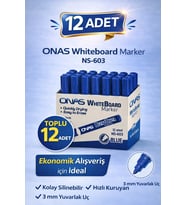 Onas Whiteboard Marker Ns-603 Tahta Kalemi 3 Mm Yuvarlak Uç 12 Adet