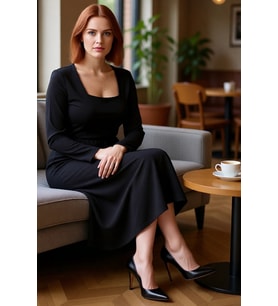 Kadın Kare Yaka A Line Kesim Uzun Kollu Örme Maxi Elbise Şık Ve Konforlu Günlük Stil Kaliteli