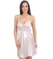 Pierre Cardin 625 Geniş Kesim Dantelli İp Askı Saten Gecelik (Pudra)