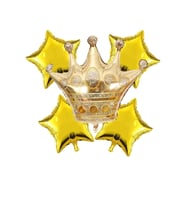 Gold Kral Tacı Folyo 1 Adet 24 Inç 4 Adet 18 Inç Gold Yıldız Folyo Balon Set