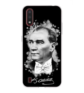 Samsung Galaxy A01 Uyumlu Kapak Atatürk Tasarımlı Şeffaf Silikon Kılıf